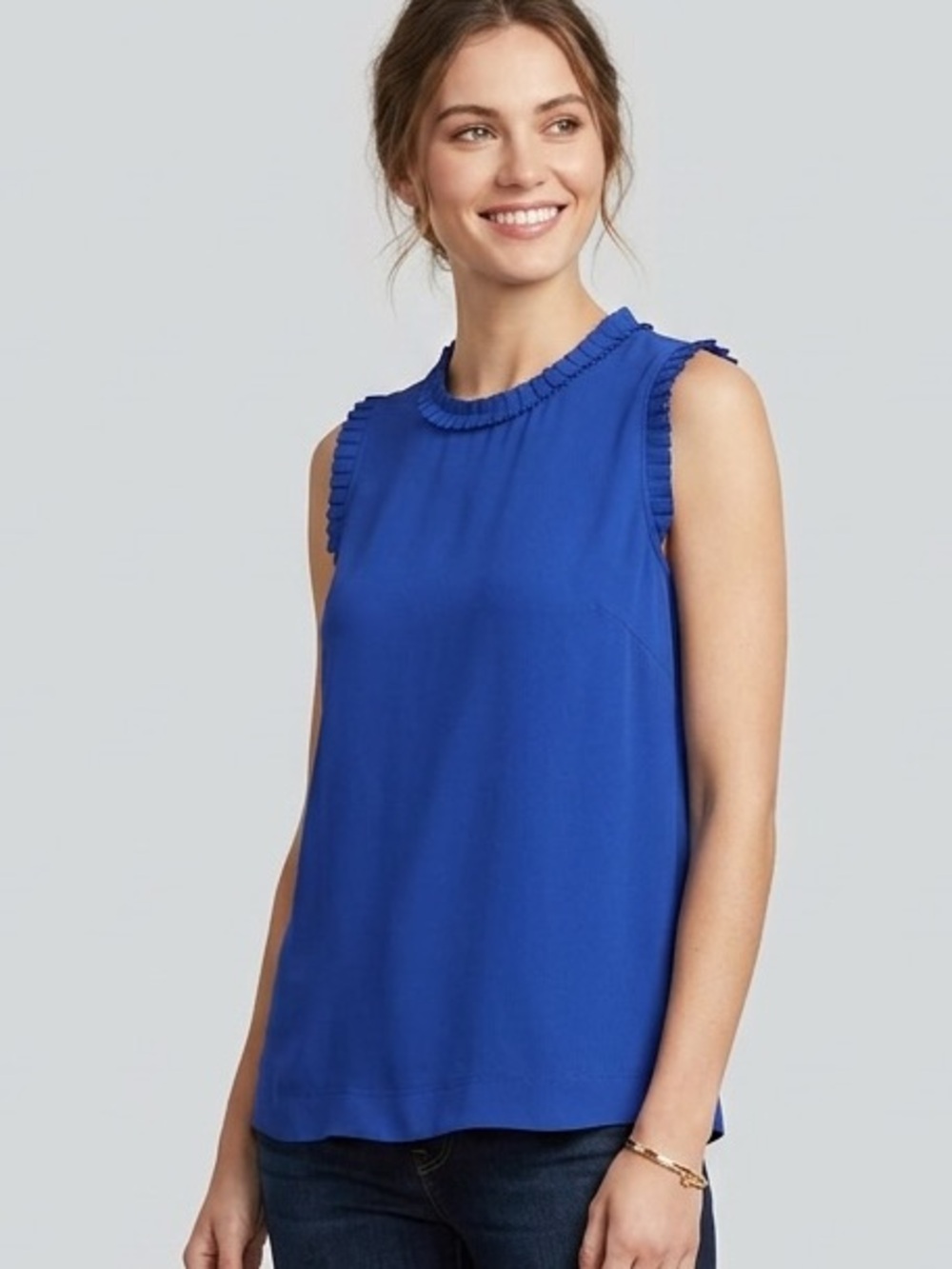J Crew | Blue Ruffle Top